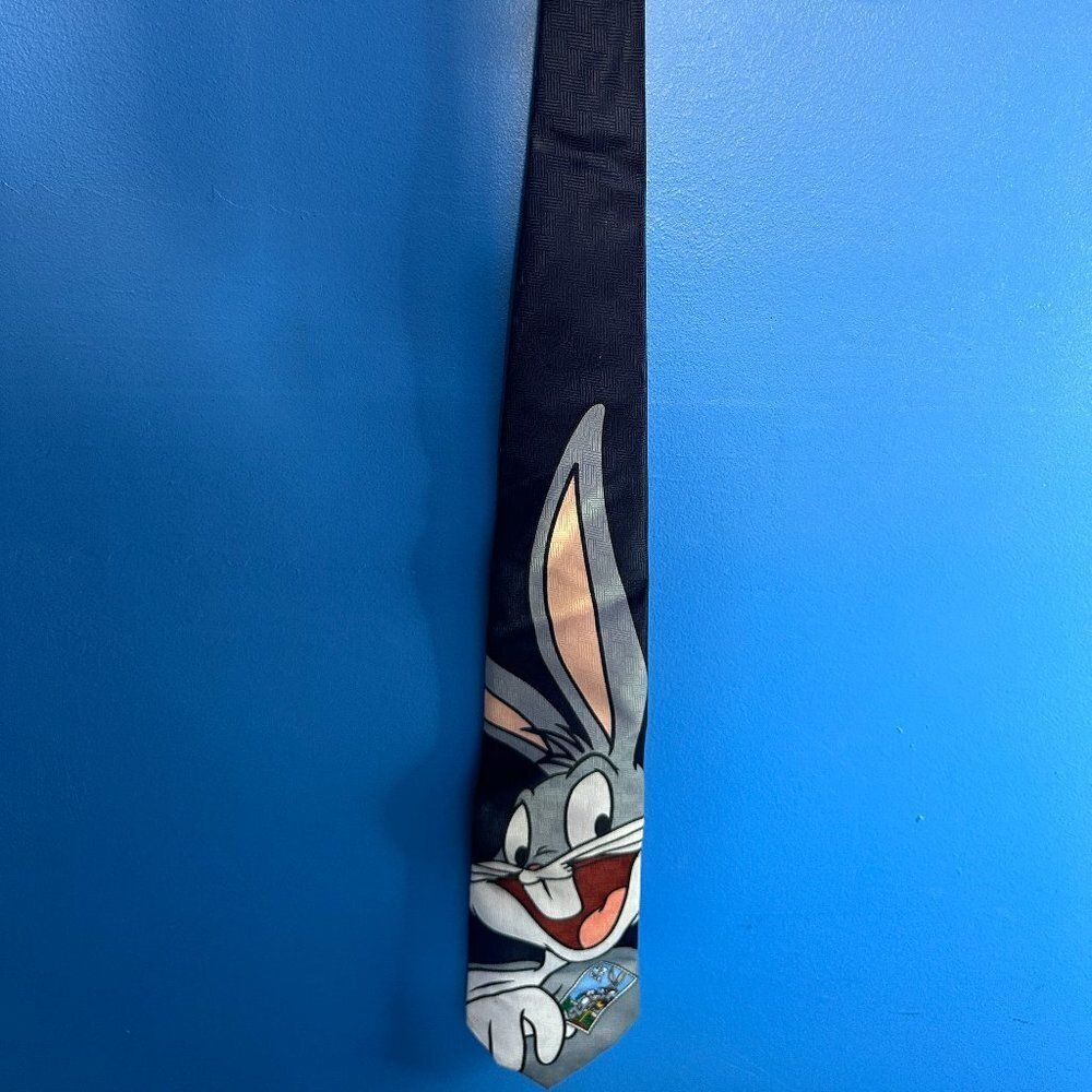 Looney Tunes Stamp Collection Tie Warner Bros Bugs Bunny Dark Blue Necktie